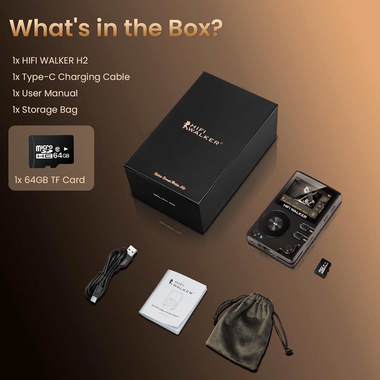 Hi-Res Bluetooth 5.2 MP3 Player | FLAC DSD DAC, 64GB Expandable Music Player