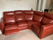 Rustic Red Leather Corner Sofa + Armchair (PTP)