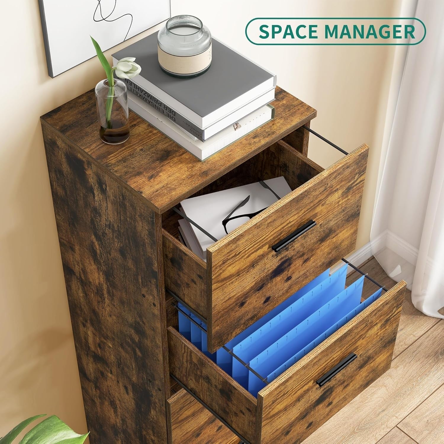 Tall Locking File Cabinet 4 Drawer A4 Letter Vertical Storage Unit