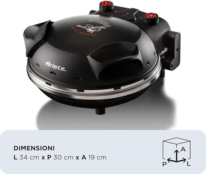 1200W Electric Pizza Oven 400°C 5 Heat Levels Non-Stick Stone Black