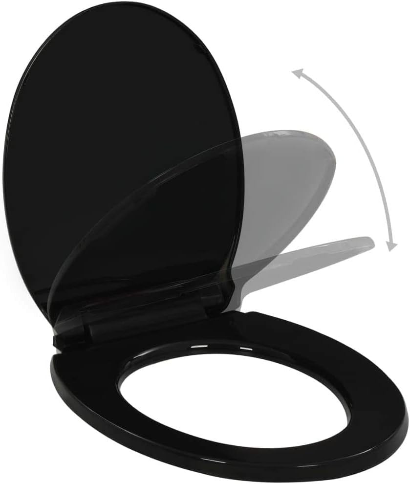 Soft Close Black Toilet Seat O-Shape Quick Release Adjustable PP Top Fix
