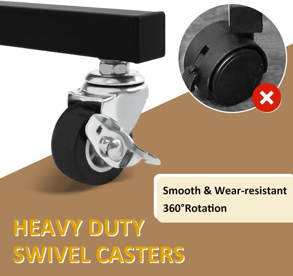 Freestanding Grid Wall Display Rack with Wheels – Black Wire Grid Panel Stand fo