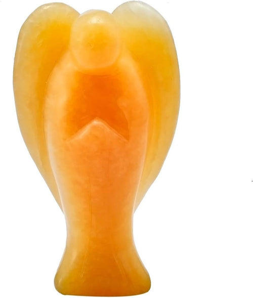 Yellow Jade 3" Guardian Angel Crystal Figurine Healing Luck Protection Ornament