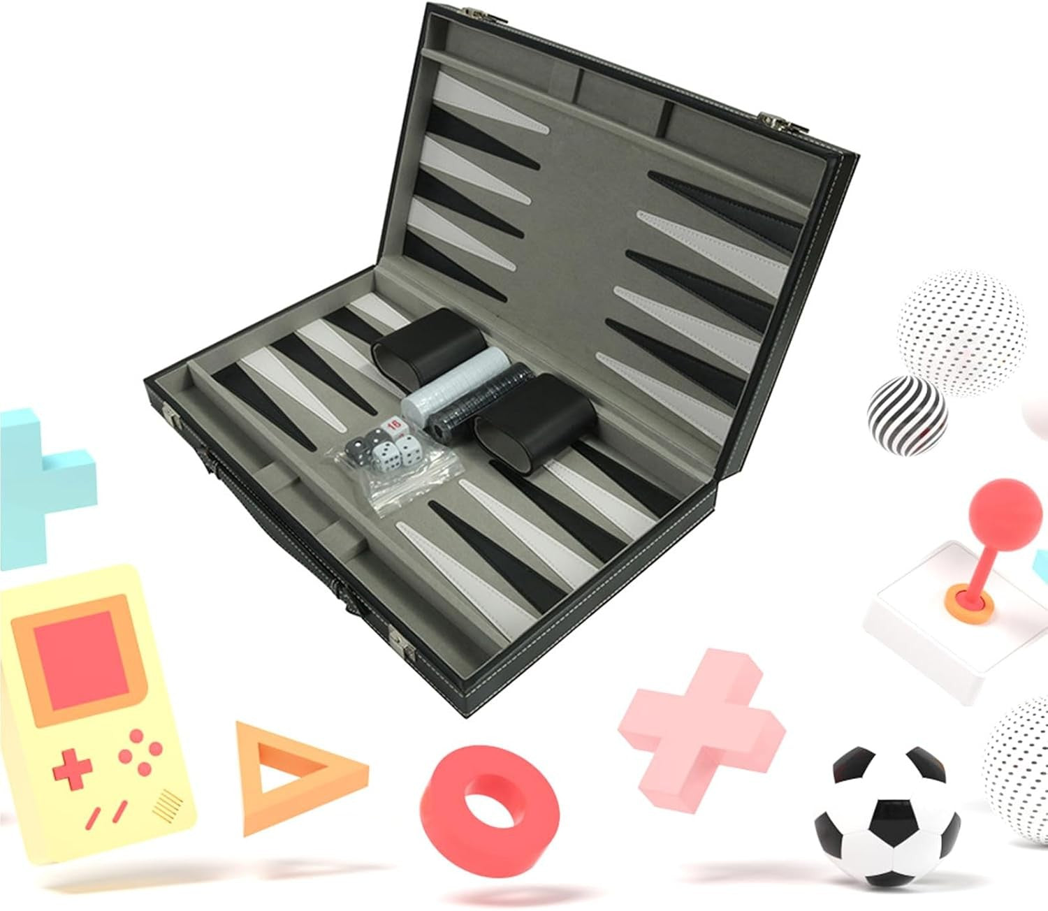 Leather Backgammon Set Folding Chess Style Case Portable Travel Strategy Game