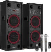 1200W Karaoke Speaker System Dual 10" Woofers Black