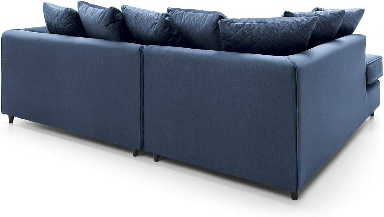 Dark Blue Velvet L Shape Corner Sofa 4 Seater – Water Repellent & Plush