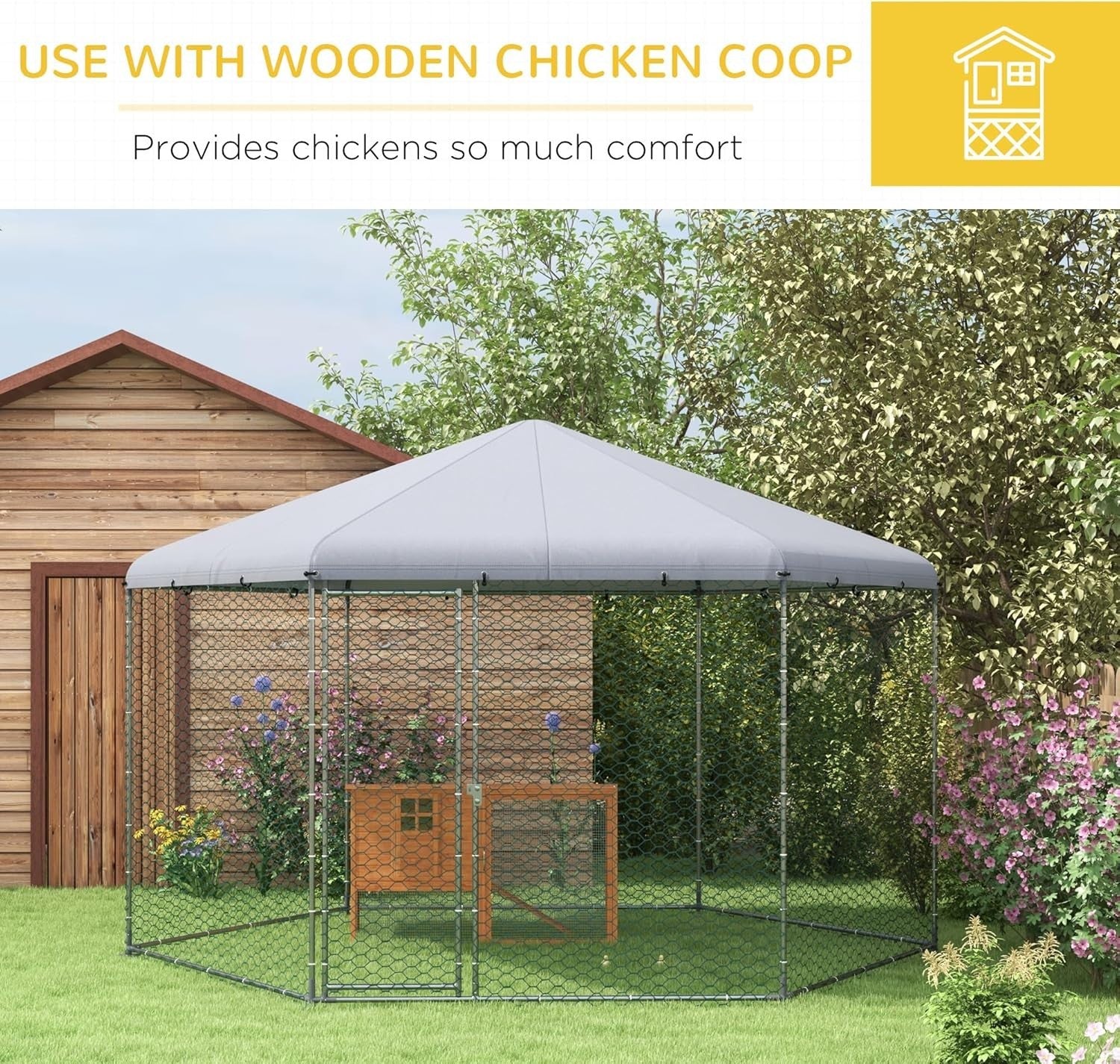 Large Walk In Chicken Run 4x3.5x2.6m Galvanised Steel Pen