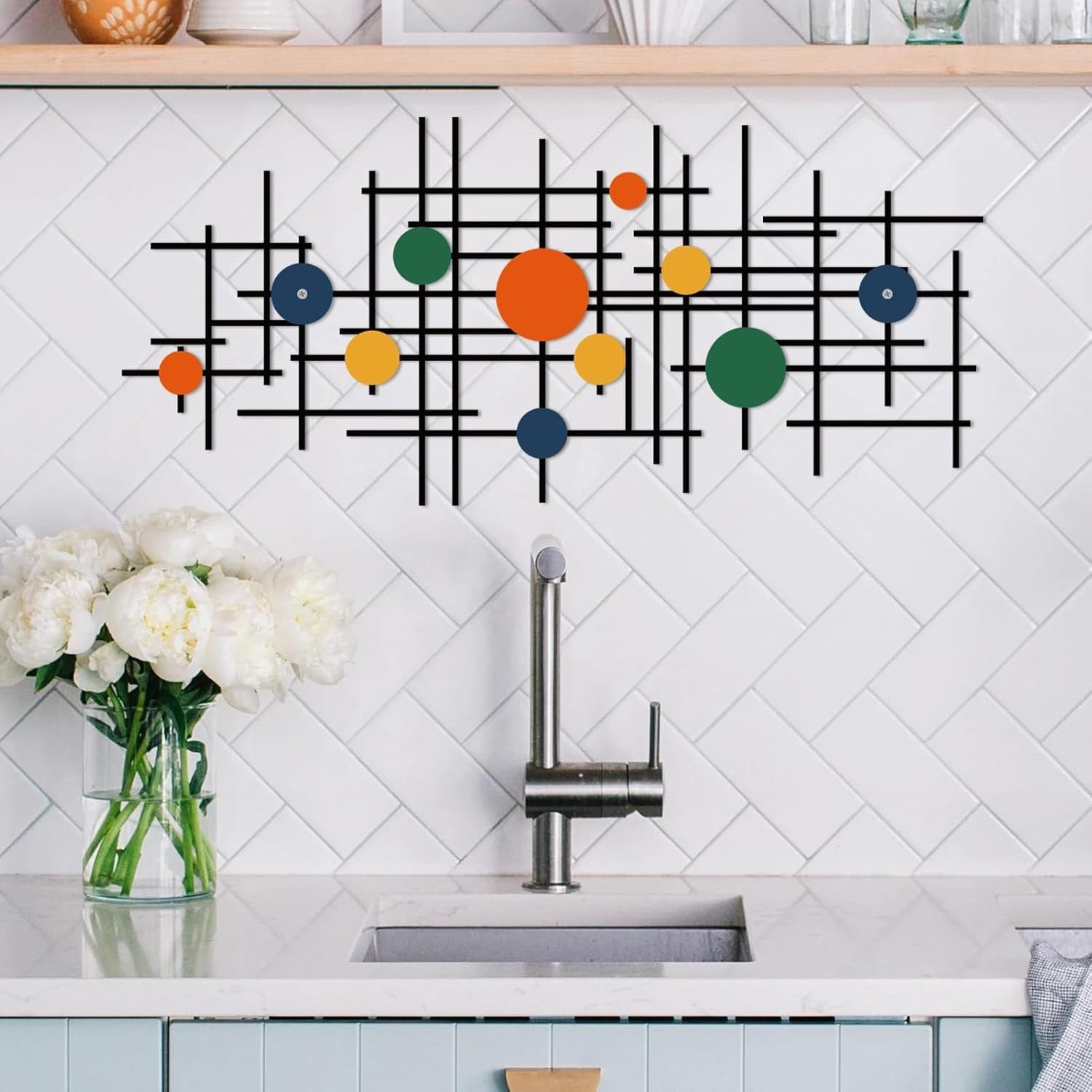 Set of 2 Geometric Metal Wall Art Modern 3D Abstract Decor