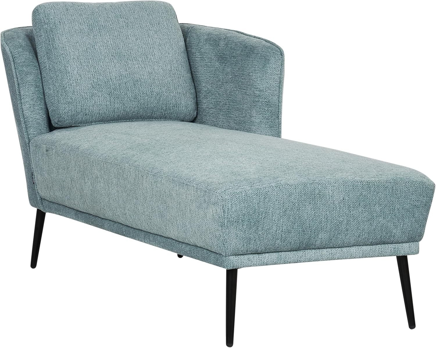 Blue Left Hand Chaise Lounge | Retro Style + Cushion + Metal Legs