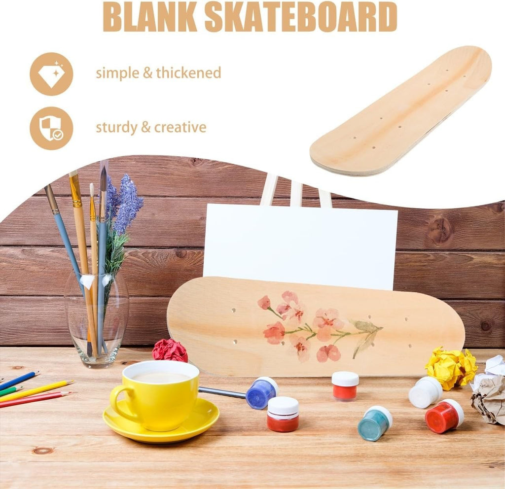 Blank Skateboard Deck 7 Ply Wooden Double Tail DIY Painting Art Skateboard