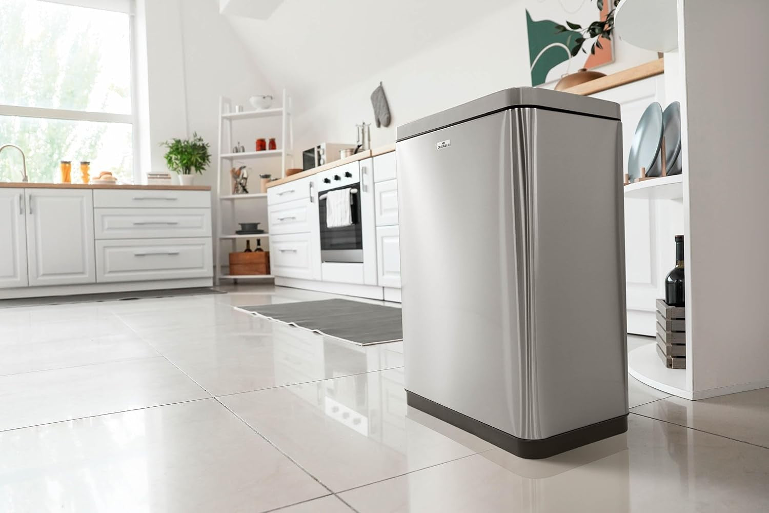 Touchless Sensor Waste Bin 40L Dual Compartment Recycling Silver