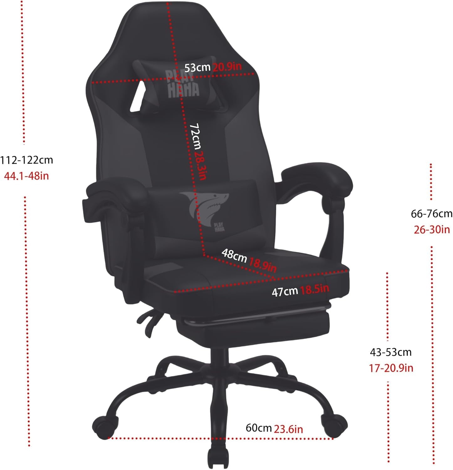 Ergonomic Gaming Chair Grey w/ Footrest Reclining Office