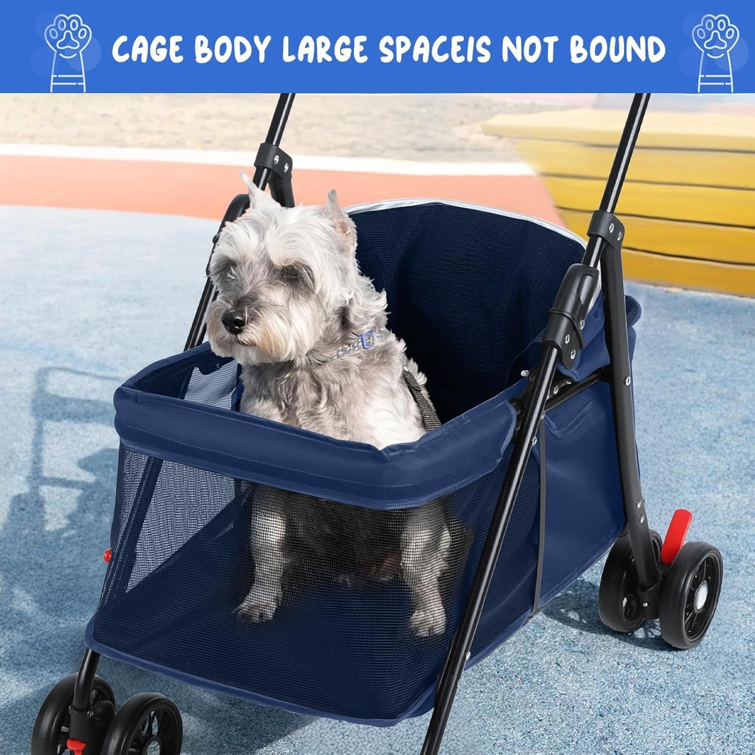 Pet Stroller for Dogs & Cats up to 50lbs 4 Wheel Foldable Travel Pushchair