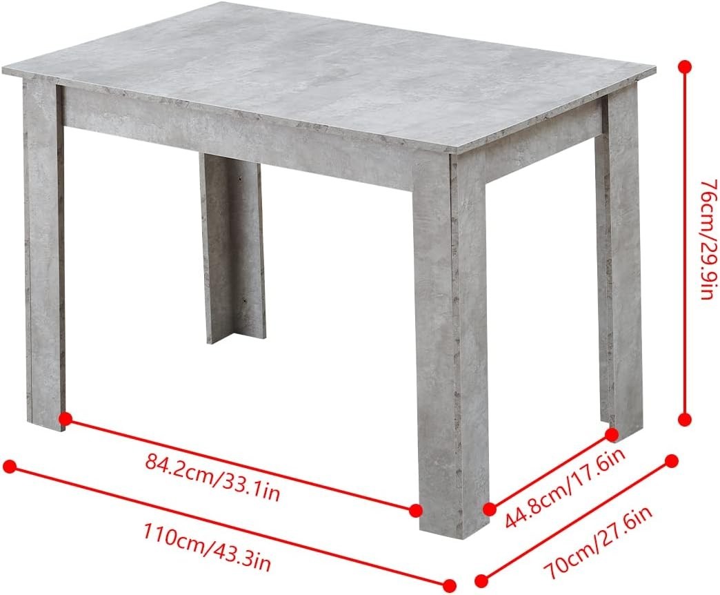 Space-Saving Grey Wood Dining Table & 4 Black PU Leather Chairs Set