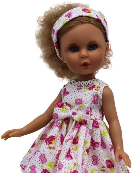 35cm Folk Style Doll Flower Dress Collectible Handmade Spain Craft Gift