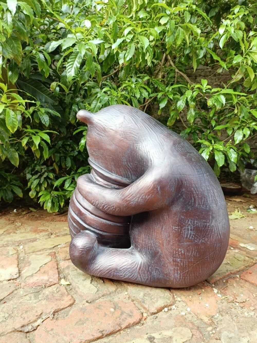 Bronze Sitting Bear Garden Ornament 15cm Resin Sculpture Outdoor Home Decor