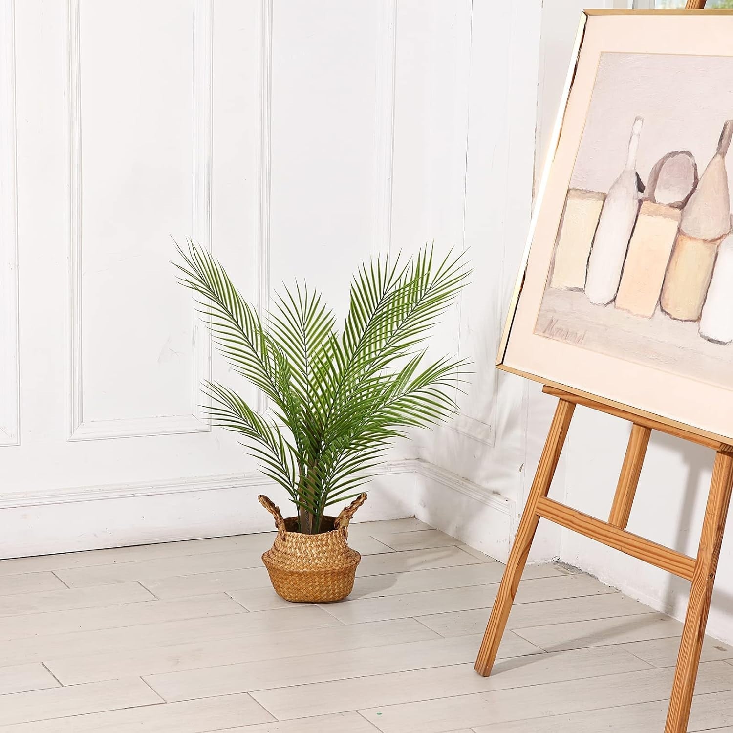 80cm Artificial Palm Trees in Seagrass Basket 2-Pack Faux Indoor Plants Decor