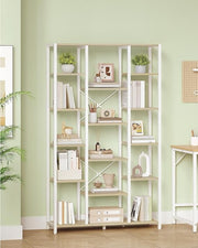 6 Tier White Bookshelf Adjustable Display Shelves Modern Storage Unit 170cm