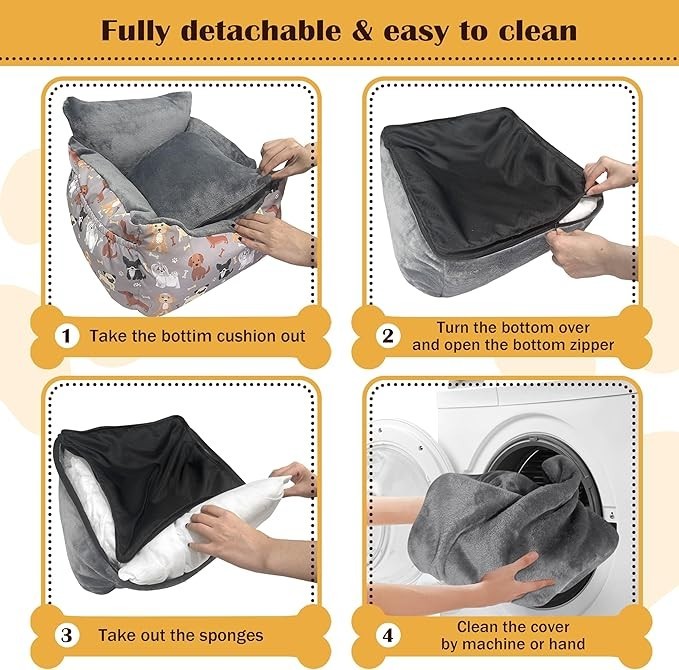 Pet Booster Car Seat Small Medium Dogs Washable Travel Bed 25lbs