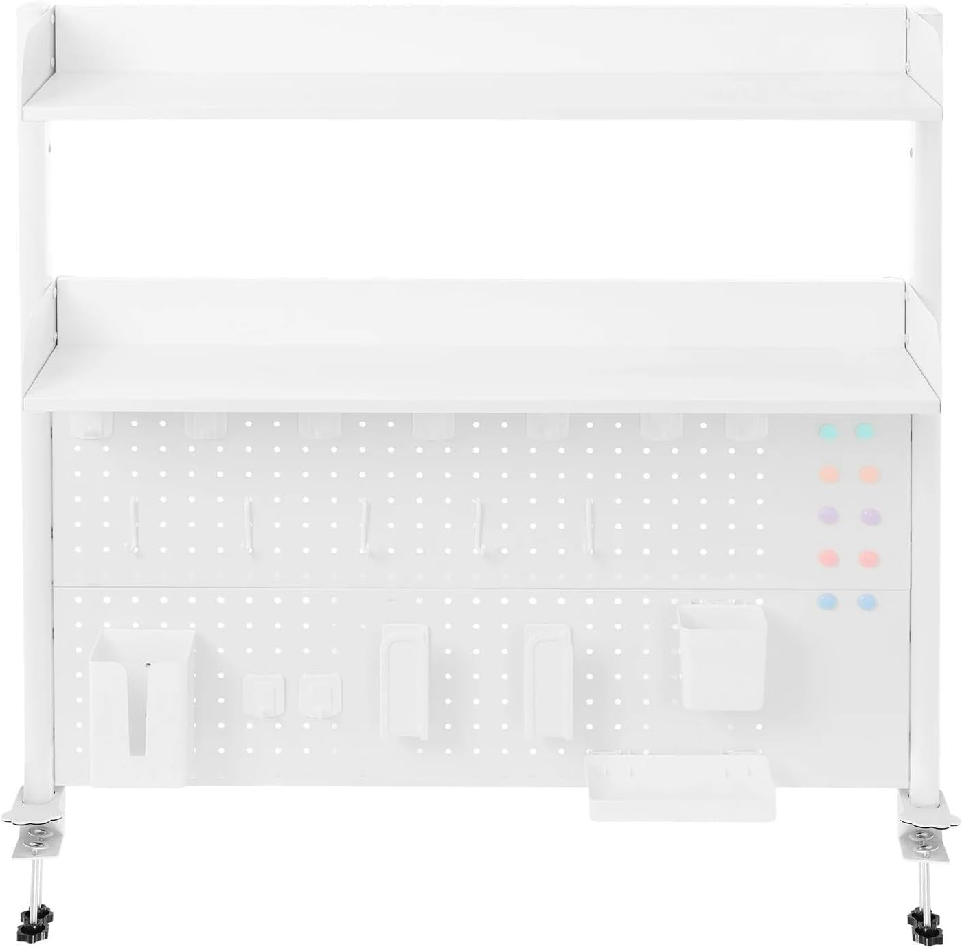 Clamp-On Desk Shelf 2-Tier Pegboard Organizer Space-Saving Clip-On Bookshelf