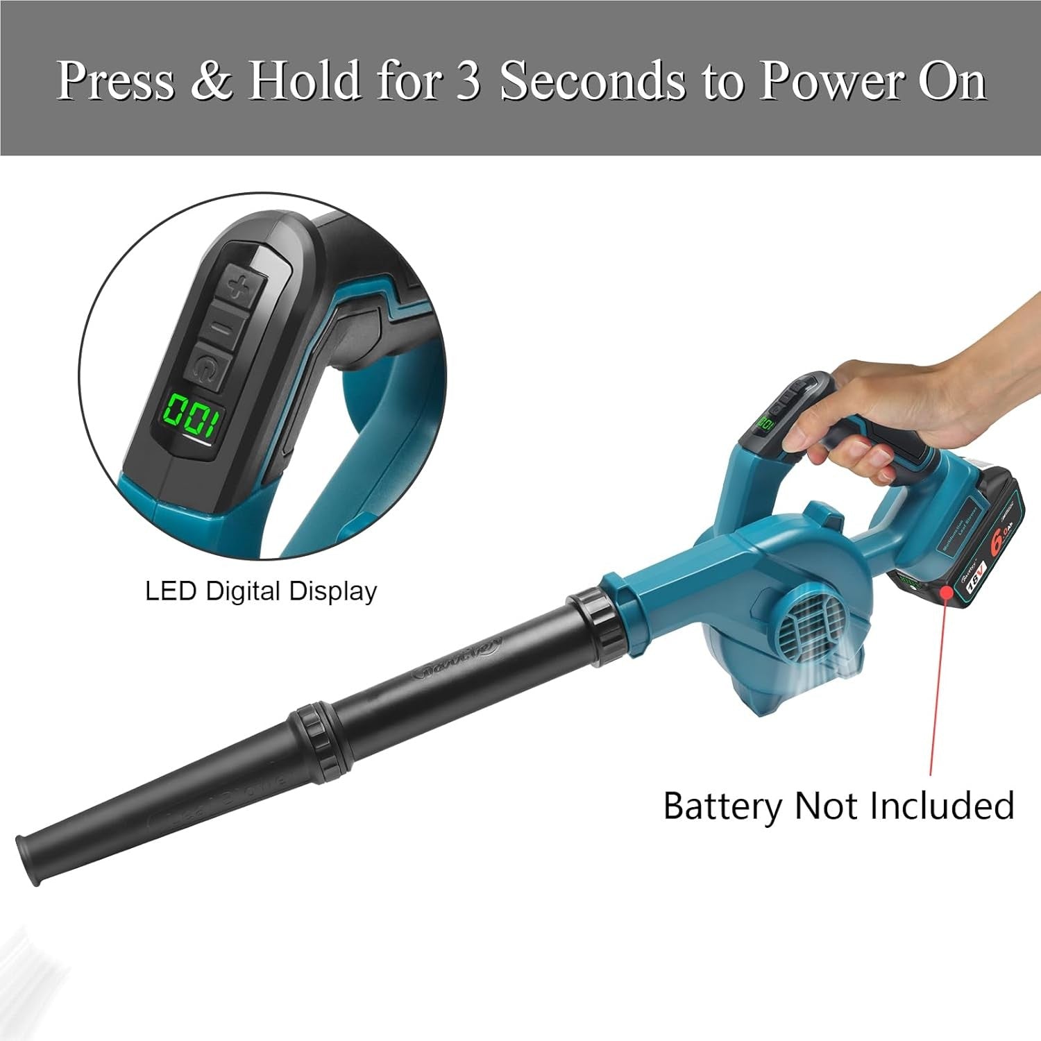 Cordless Leaf Blower 18V Battery Compatible Lightweight Handheld Garden