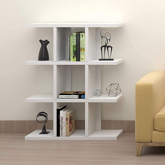 Modern 4-Tier Wooden Bookcase Display Shelf Unit Divider for Living Room