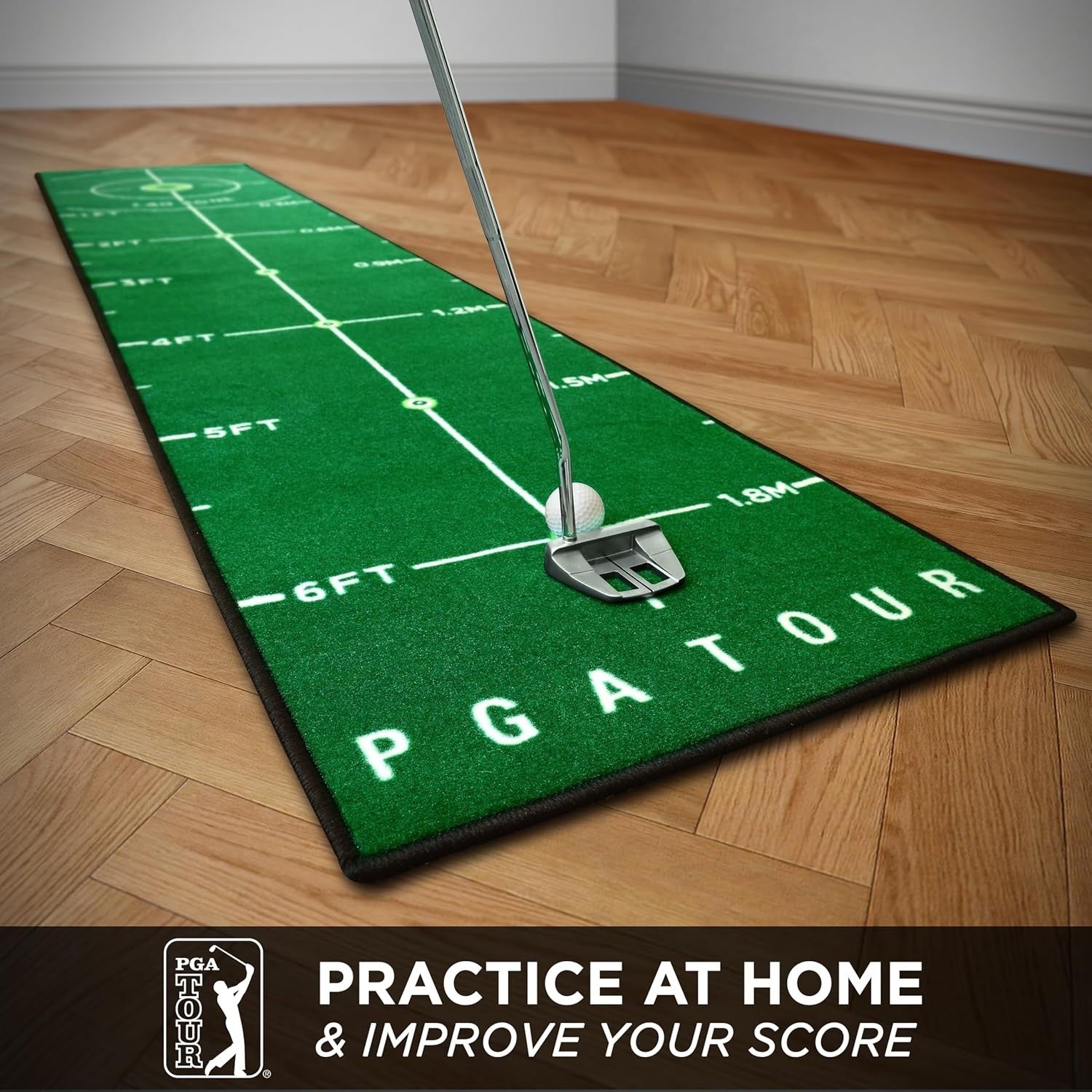 Indoor Golf Putting Mat 6ft Training Green Alignment Guides Home Practice