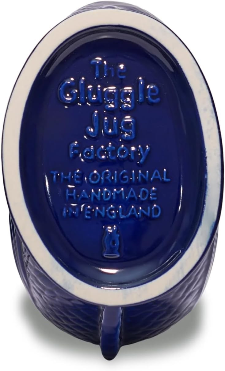 Cobalt Blue Gluggle Jug XL 1.4L – Ceramic Fish Pitcher, Water & Wine Decanter