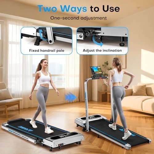 5-in-1 Foldable Treadmill 12km/h, 9% Incline, App Compatible, 350LB Capacity