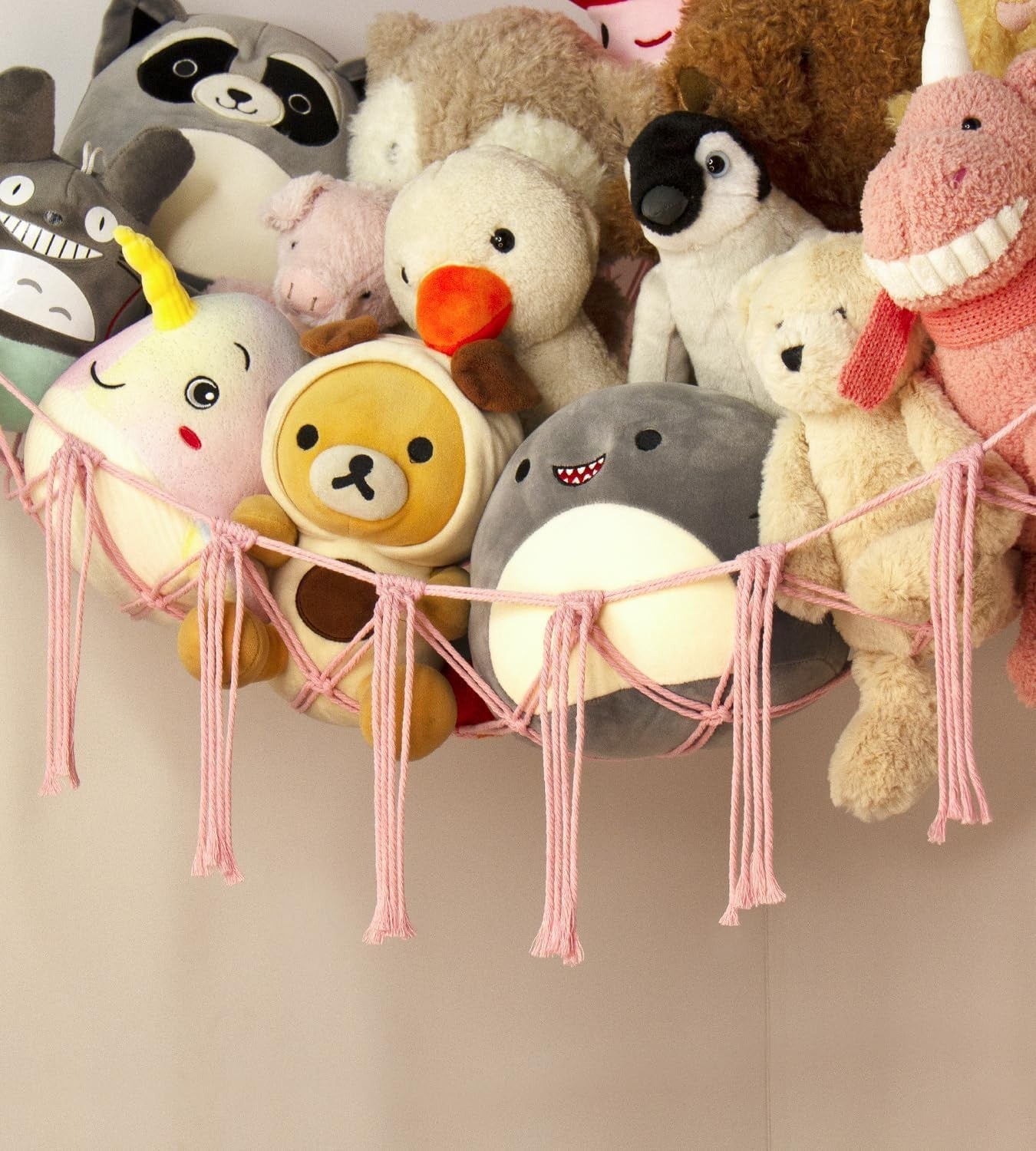 Stuffed Animal Hammock Storage Net – Cotton Toy Holder, Boho Wall Decor