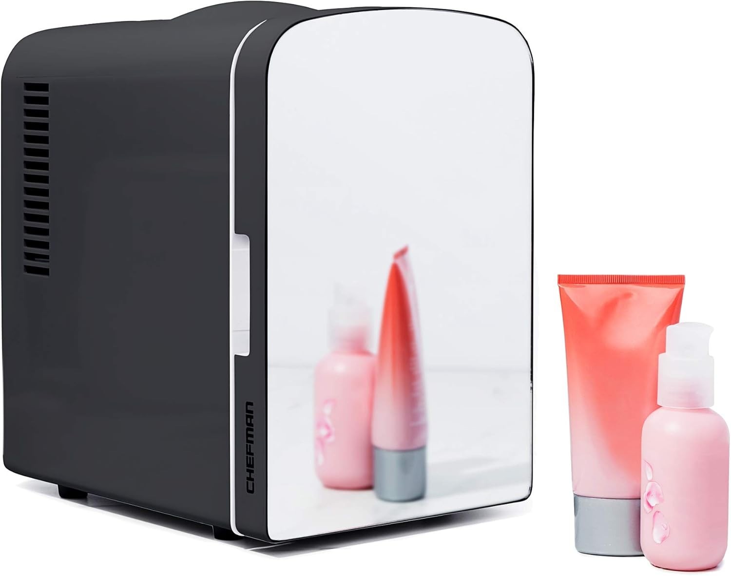 4L Mini Fridge Mirrored Black Cooler & Warmer Portable Desk Cosmetic