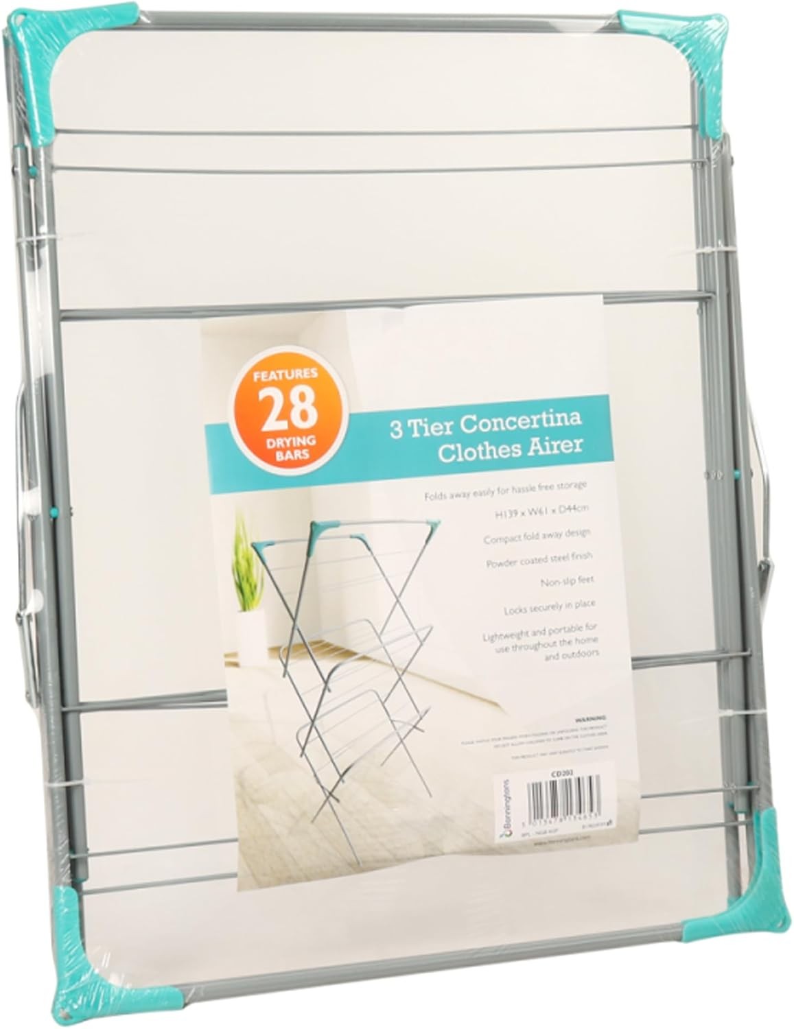 3 Tier Clothes Airer Folding Drying Rack Space Saving Outdoor