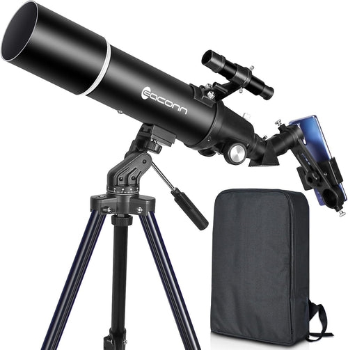 80mm Refractor Telescope for Adults & Kids, Portable Travel Astronomy Scope