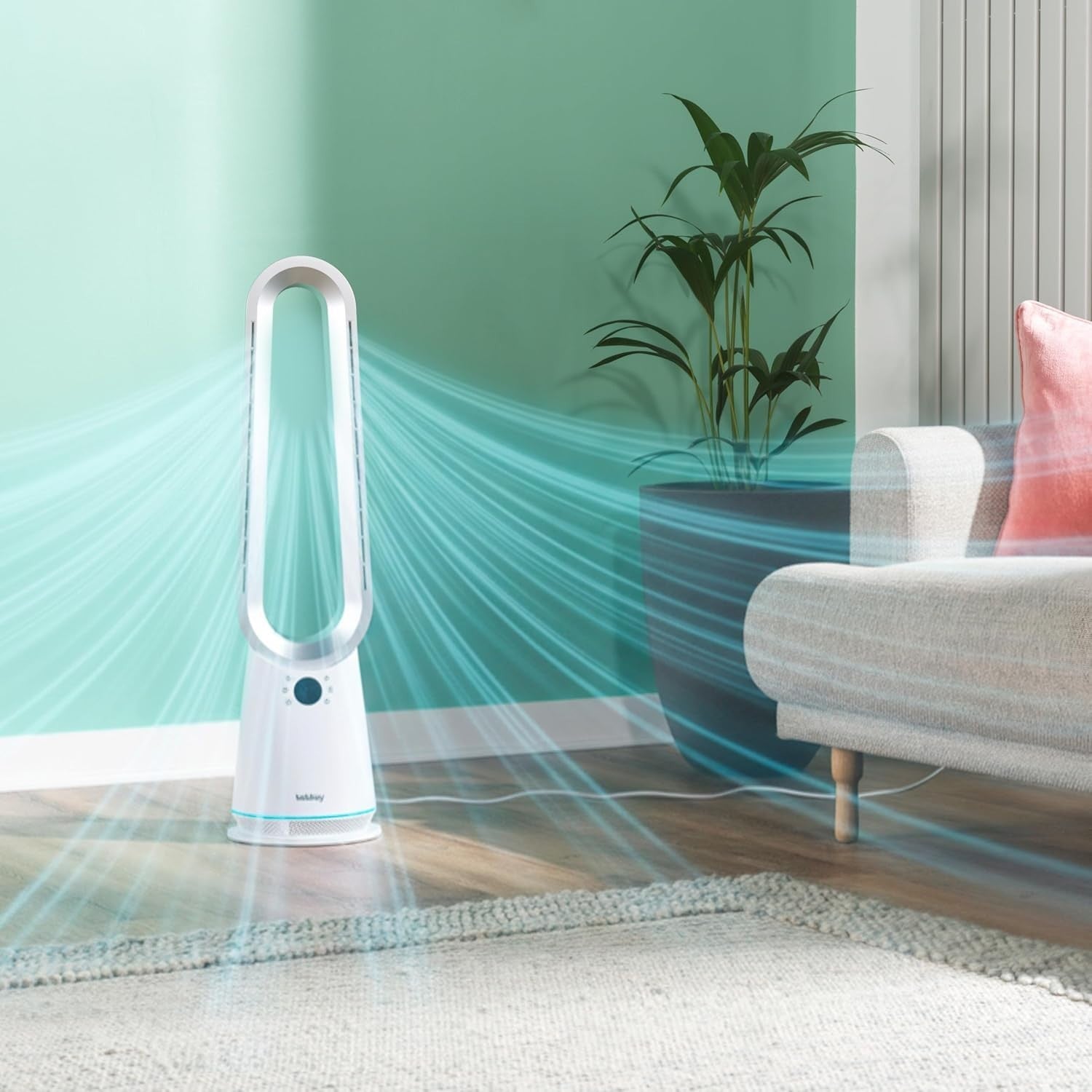 2-in-1 Bladeless Tower Fan – Cooling & Heating 9-Speed Remote LED Display 2000W