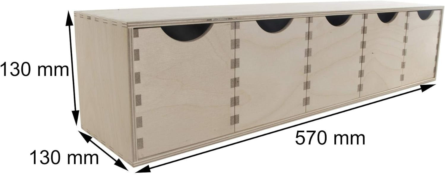 Wooden Desk Organiser 5-Drawer Mini Chest Birchwood Storage Cabinet 57cm