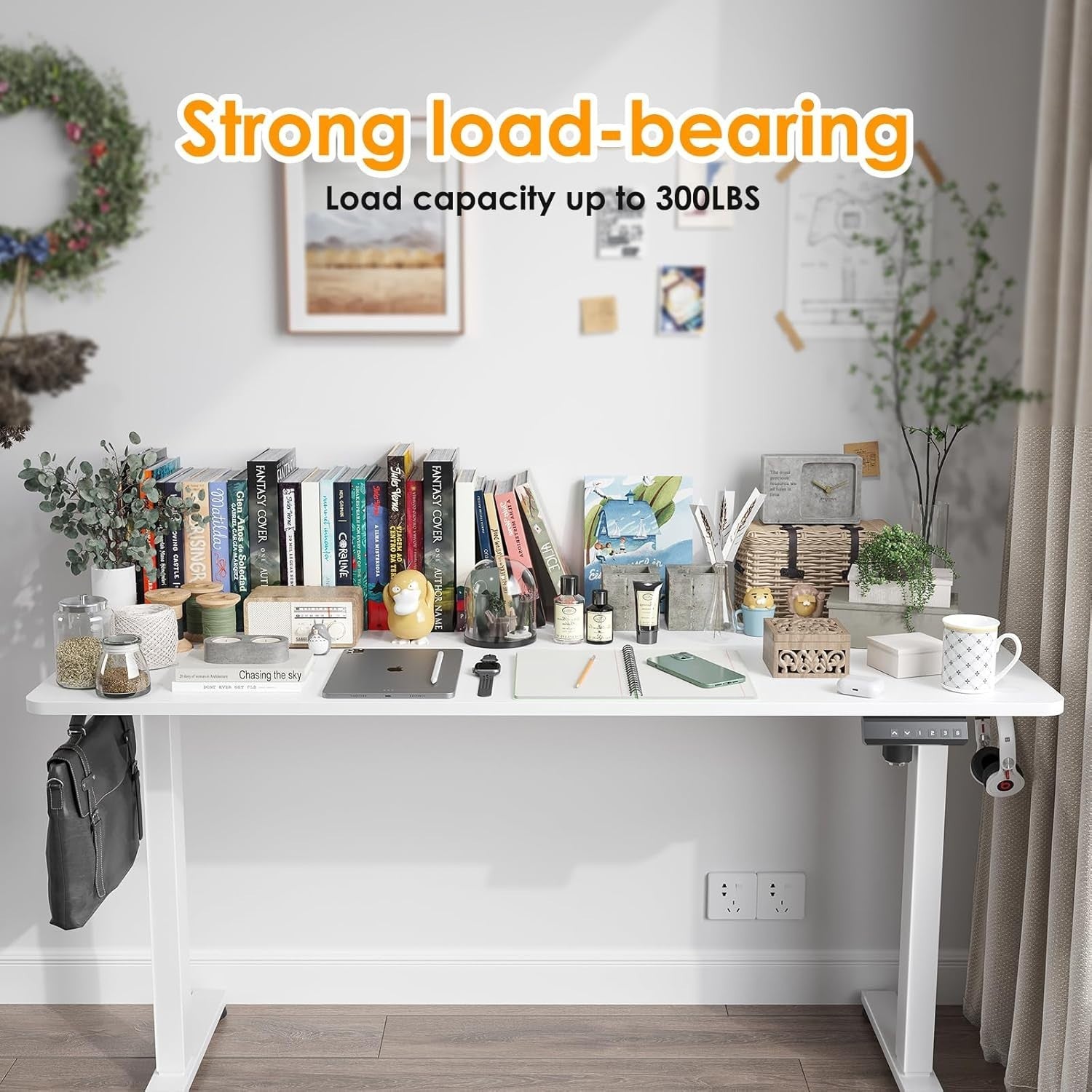 Electric Standing Desk 140x60cm Adjustable Sit Stand Home Office Table White