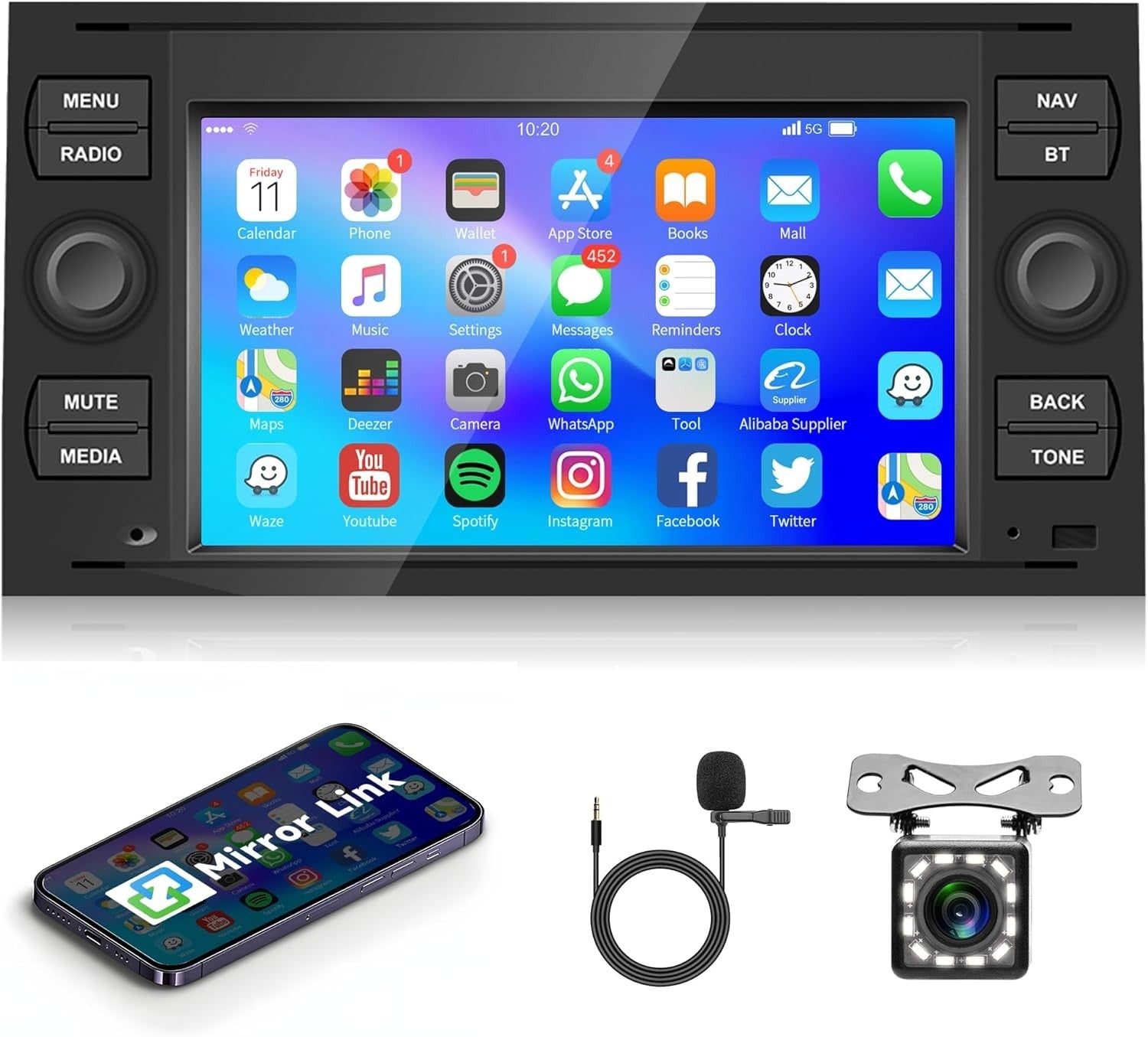 7" Android Car Stereo GPS WiFi Bluetooth FM Radio w/ Backup Camera