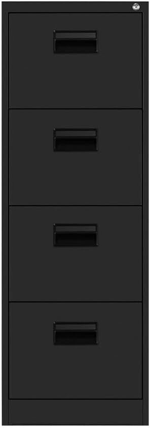 Black Metal Filing Cabinet 4 Drawer Lockable 132cm Office Storage