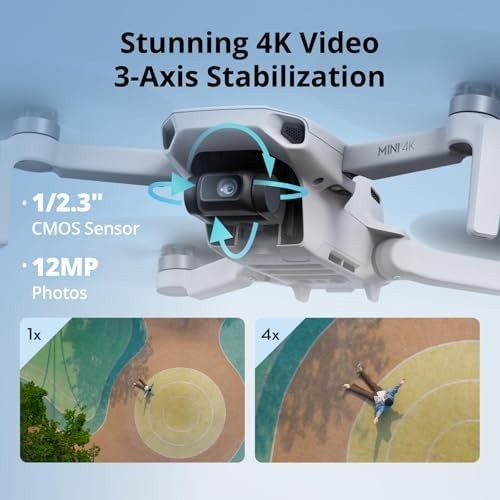 DJI Mini 4K Fly More Combo Drone, 3 Batteries, 4K UHD Camera, 10km Range