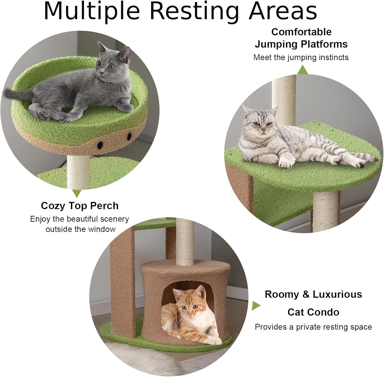 Brown Multi-Level Cat Tree with Condo Scratching Posts Climbing Tower 111cm