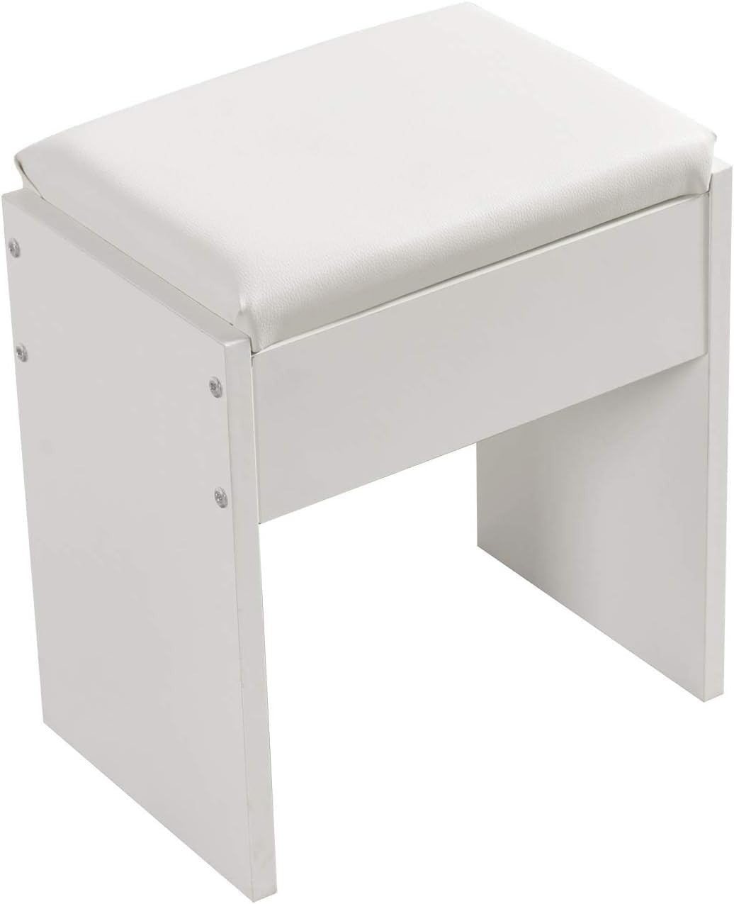 White Soft Padded Vanity Stool Modern Wooden Dressing Table Chair 41x35x45cm