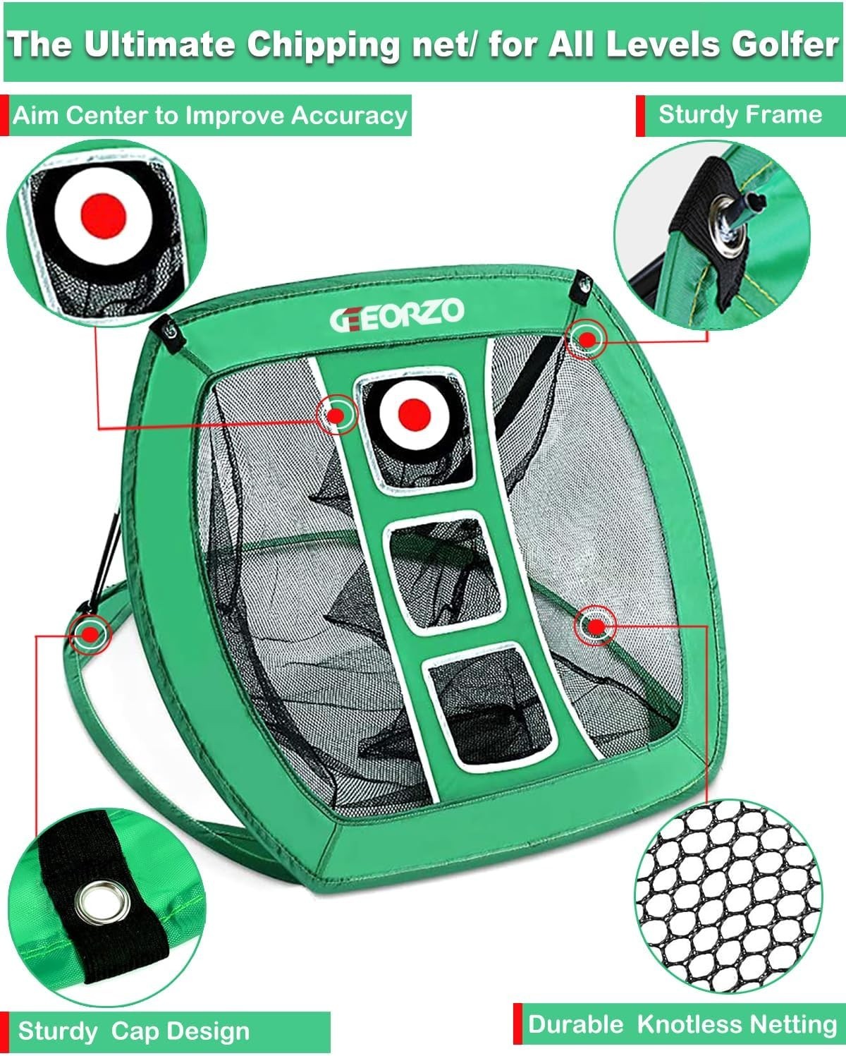 Golf Chipping Net with Hitting Mat Practice Set Indoor Outdoor Training