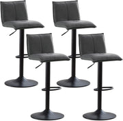 Pu Grey Faux Leather Bar Stool Set of 4 Adjustable Swivel Kitchen Chairs