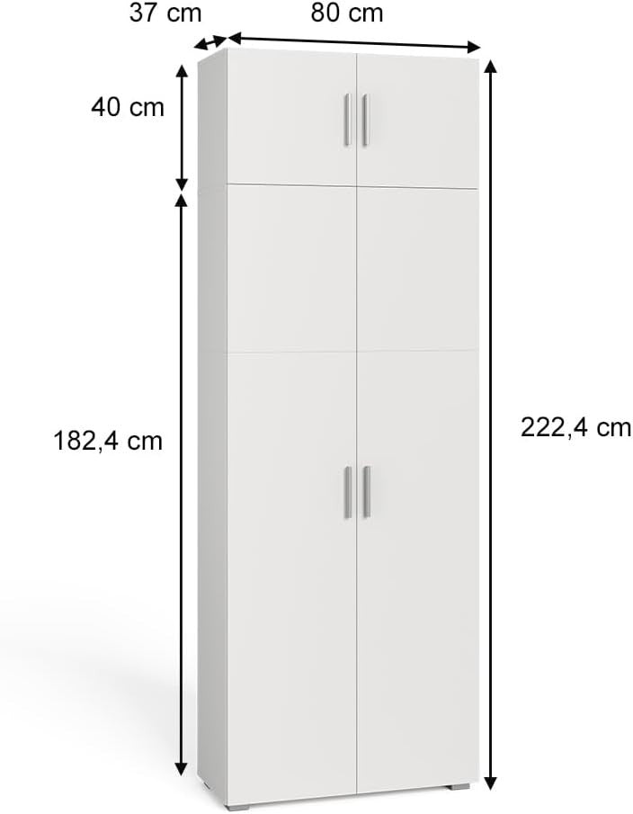 Large White Office File Cabinet with Lockable Doors & Storage – 80x223 cm