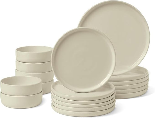 18pc Ceramic Dinner Set Plates Bowls Service for 6 Microwave Dishwasher Safe