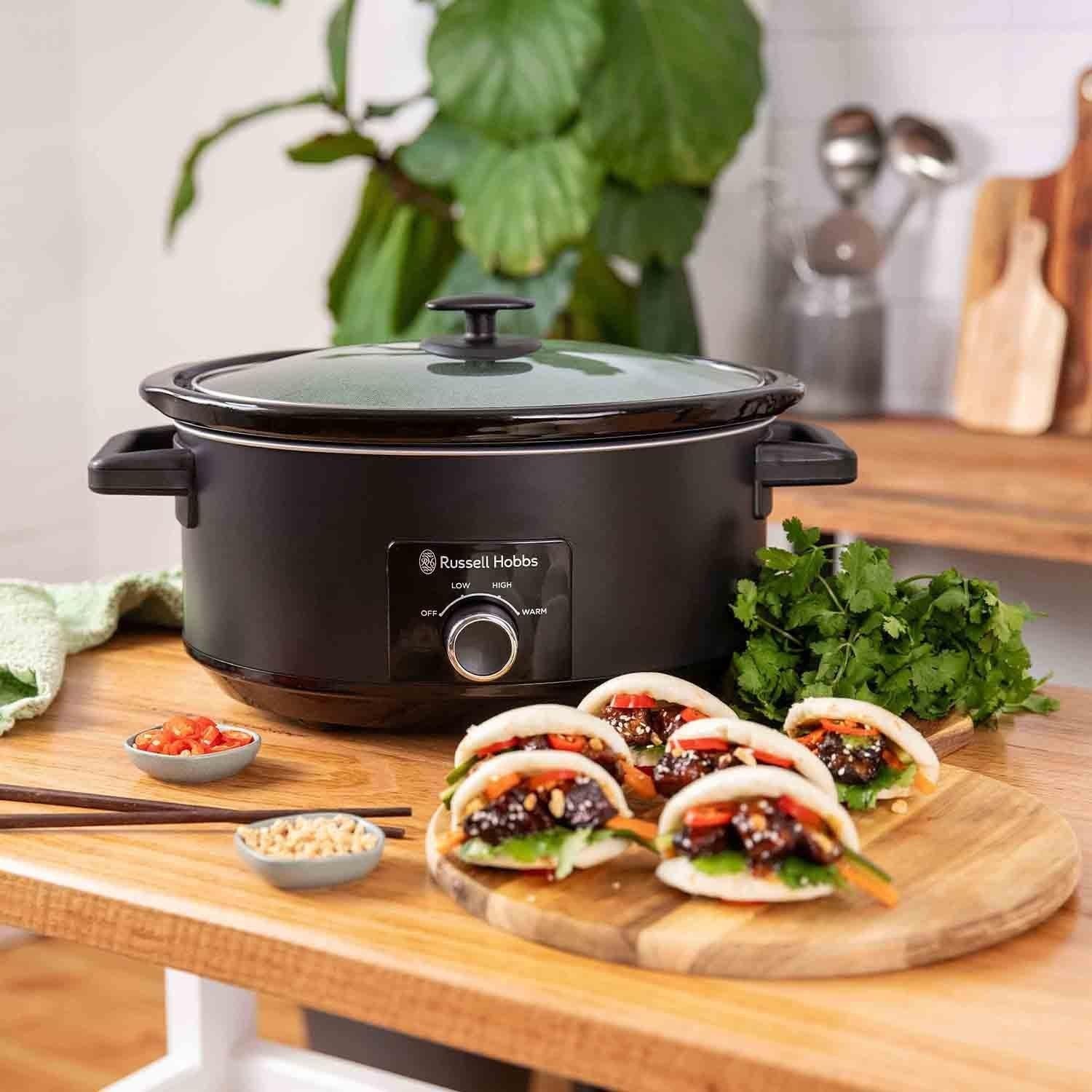 7L Electric Slow Cooker Large Pot 320W Ceramic Bowl 3 Heat Settings UK