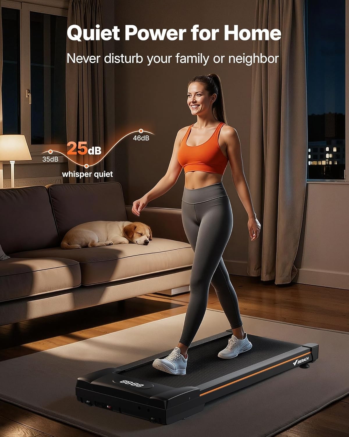 Heavy Duty Home Walking Treadmill 12% Incline 400lbs Quiet Motor LED