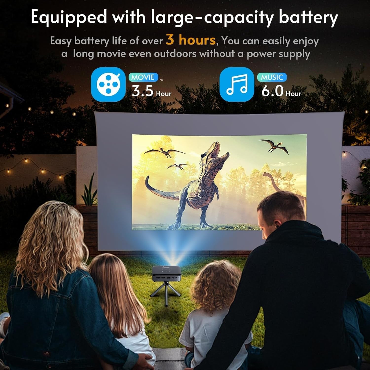 Pocket DLP Projector 4K Ready WiFi Bluetooth Battery Tripod Mini