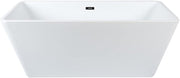 White Freestanding Double Ended Square Bath 1615x720mm Black Overflow
