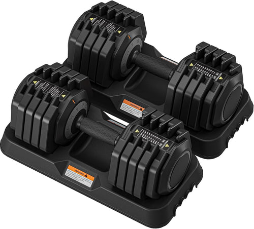 Adjustable Dumbbells Pair 55LB Quick-Select Space-Saving Home Gym